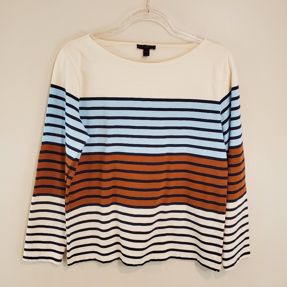 J. Crew Striped Boat Neck Top
